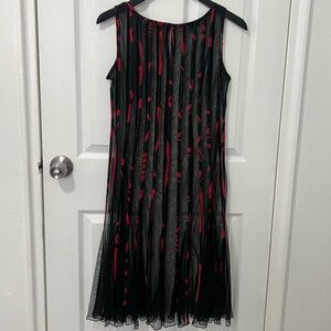 Sandra Darren Women’s Black Red Sleeveless Slip Sun dress Size 8